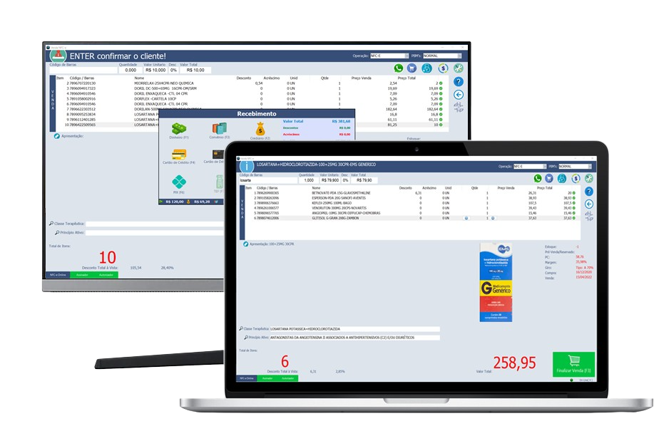 Tela sistema XFarma vendas para farmácia